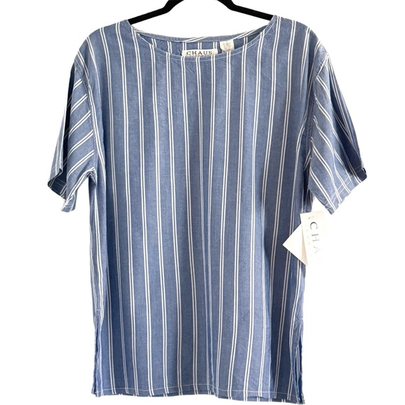 Chaus Navy and White Striped Top - Picture 1 of 6